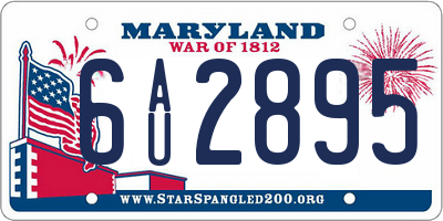 MD license plate 6AU2895