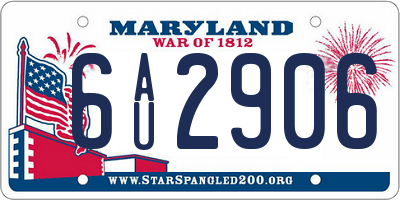 MD license plate 6AU2906