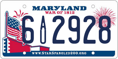 MD license plate 6AU2928