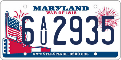 MD license plate 6AU2935