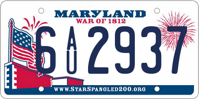 MD license plate 6AU2937