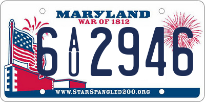 MD license plate 6AU2946