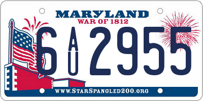MD license plate 6AU2955