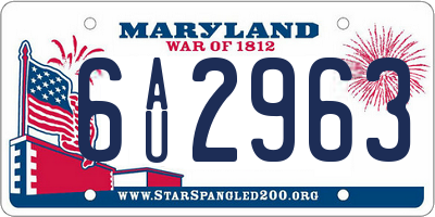 MD license plate 6AU2963