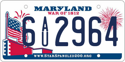MD license plate 6AU2964