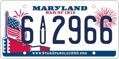 MD license plate 6AU2966