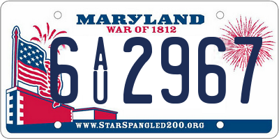 MD license plate 6AU2967