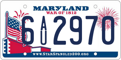 MD license plate 6AU2970