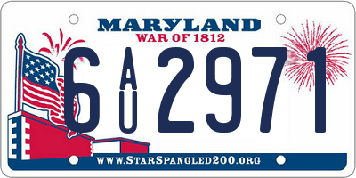 MD license plate 6AU2971