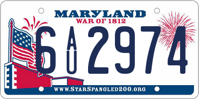 MD license plate 6AU2974
