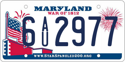 MD license plate 6AU2977