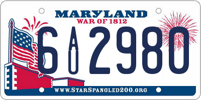 MD license plate 6AU2980