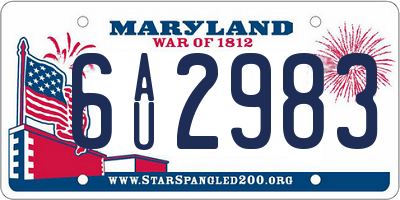 MD license plate 6AU2983