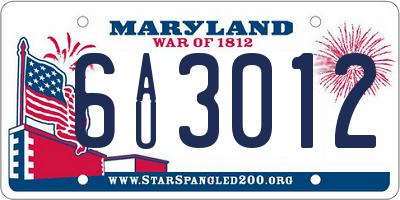 MD license plate 6AU3012