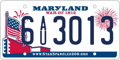 MD license plate 6AU3013