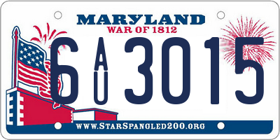 MD license plate 6AU3015