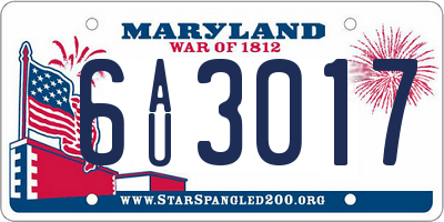 MD license plate 6AU3017
