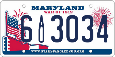 MD license plate 6AU3034