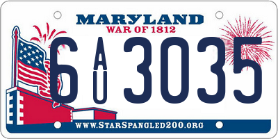 MD license plate 6AU3035