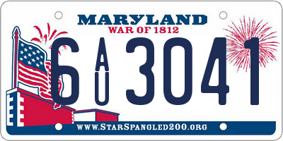 MD license plate 6AU3041
