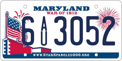MD license plate 6AU3052