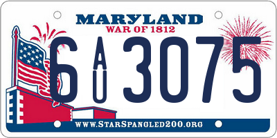 MD license plate 6AU3075