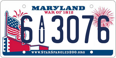 MD license plate 6AU3076