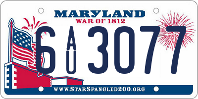 MD license plate 6AU3077