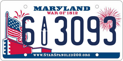 MD license plate 6AU3093