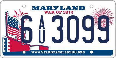 MD license plate 6AU3099