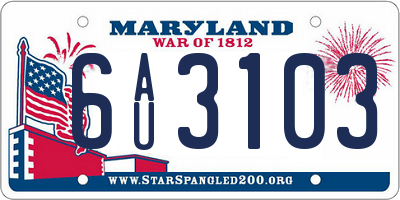 MD license plate 6AU3103