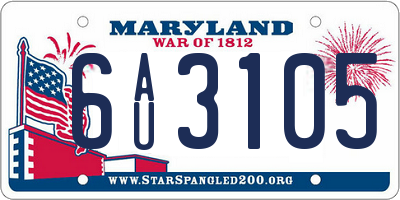 MD license plate 6AU3105