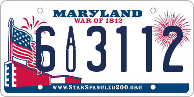MD license plate 6AU3112