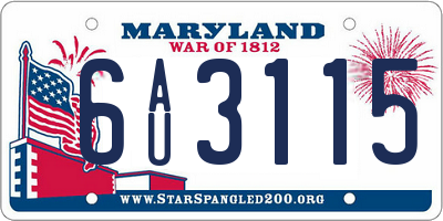 MD license plate 6AU3115