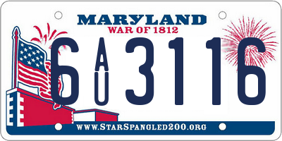 MD license plate 6AU3116