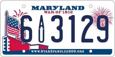 MD license plate 6AU3129