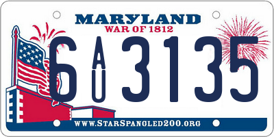MD license plate 6AU3135