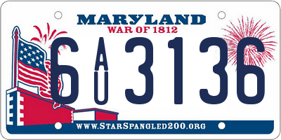 MD license plate 6AU3136