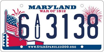 MD license plate 6AU3138