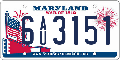 MD license plate 6AU3151