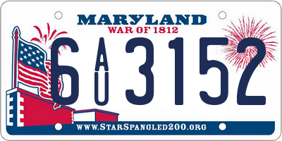 MD license plate 6AU3152