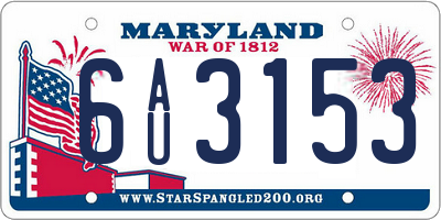 MD license plate 6AU3153