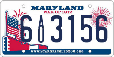 MD license plate 6AU3156