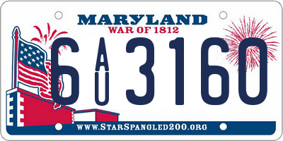 MD license plate 6AU3160