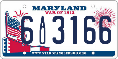 MD license plate 6AU3166