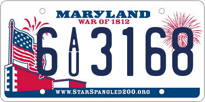 MD license plate 6AU3168