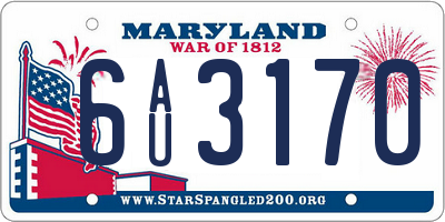 MD license plate 6AU3170