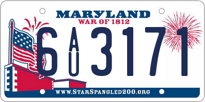 MD license plate 6AU3171