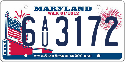 MD license plate 6AU3172
