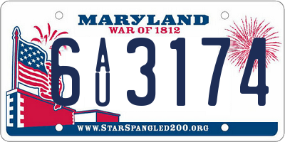 MD license plate 6AU3174